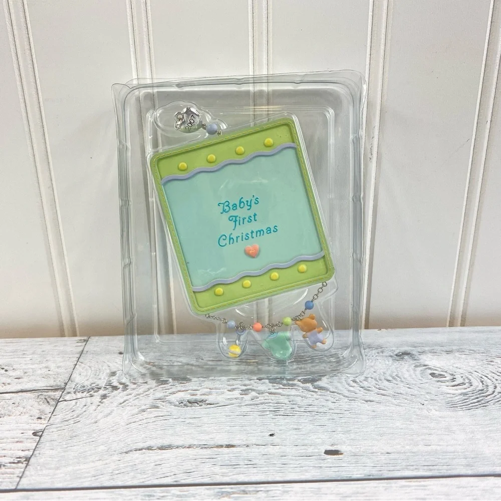 Hallmark Keepsake Baby's‎ First Christmas Jewelry Photo Frame - Blue and Yellow